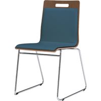 ミーティングチェアモノスループLパッド ネオウッドダーク+スモークブルー 467幅×522奥行×445座高×804高さmm 9327BX MY61（直送品）