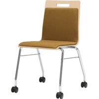 オカムラ ミーティングチェアモノスLパッド ネオウッドライト+ブラウン 519幅×522奥行×445座高×804高さ（mm） 9327GX MY42（直送品）