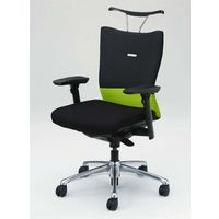 CJ94BR FAM6 |オカムラ フィーゴチェアミドルバックアジャスト肘 ライムグリーン+ブラック（直送品）