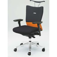 CJ94BR FAM8 |オカムラ フィーゴチェアミドルバックアジャスト肘 オレンジ+ブラック（直送品）
