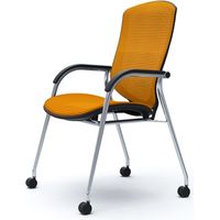 オカムラ コンテッサゲストチェア座メッシュ マンゴーイエロー 636幅×679奥行×984高さ（mm） CM73AB FGH1（直送品）