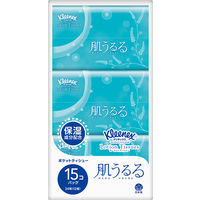ポケットティッシュ クリネックスティシュー ローション 肌うるる ポケット 1パック（15個入） 日本製紙クレシア