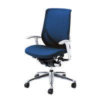 CY95GT FHS4 |オカムラ ゼファーチェア可動肘ホワイトF ダークブルー（直送品）