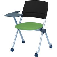 オカムラ リータチェアブラックシェルタブレット付 ライトグリーン 610幅×725奥行×450座高×820高さ（mm） H161SC FX28（直送品）