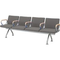 オカムラ フローザ 4人用イス（各席肘付） チャコールグレー 2175幅×545奥行×430座高×780高さ（mm） LB20BZ PB24（直送品）