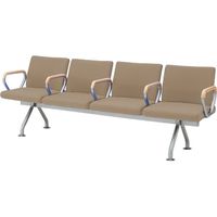 オカムラ フローザ 4人用イス（各席肘付） ベージュ 2175幅×545奥行×430座高×780高さ（mm） LB20BZ PB25（直送品）