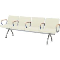 オカムラ フローザ 4人用イス（各席肘付） クリームホワイト 2175幅×545奥行×430座高×780高さ（mm） LB20BZ PB26（直送品）