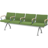 オカムラ フローザ 4人用イス（各席肘付） オリーブグリーン 2175幅×545奥行×430座高×780高さ（mm） LB20BZ PB28（直送品）