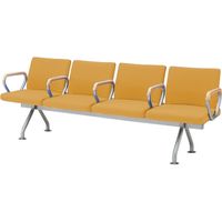 オカムラ フローザ 4人用イス（各席肘付） アプリコット 2175幅×545奥行×430座高×780高さ（mm） LB20BZ PB29（直送品）