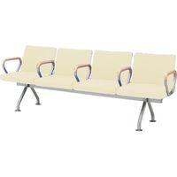 オカムラ フローザ 4人用イス（各席肘付） イエローベージュ 2175幅×545奥行×430座高×780高さ（mm） LB20BZ PB31（直送品）