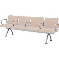 オカムラ フローザ 4人用イス（各席肘付） ペールベージュ 2175幅×545奥行×430座高×780高さ（mm） LB20BZ PB32（直送品）