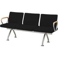 オカムラ フローザ 3人用イス（両側肘付） ネオブラック 1640幅×545奥行×430座高×780高さ（mm） LB20GZ PB20（直送品）
