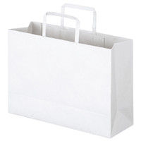 アスクル　 平紐 クラフト紙手提袋ベーシック　320×230×115ｍｍ　 白 無地　 1袋（50枚入）  オリジナル