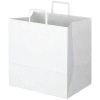 アスクル　平紐 クラフト紙手提袋ベーシック　350×350×250ｍｍ　 白 無地　1箱（200枚：50枚入×4袋）  オリジナル