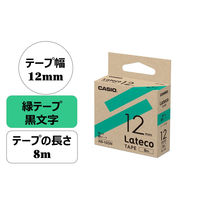 カシオ CASIO ラテコ 詰替え用テープ 幅12mm 緑ラベル 黒文字 8m巻 XB-12GN