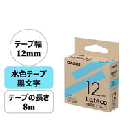 カシオ CASIO ラテコ 詰替え用テープ 幅12mm 水色ラベル 黒文字 8m巻 XB-12SB