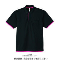 トムス ドライレイヤードポロシャツ ブラック×ホットピンク M