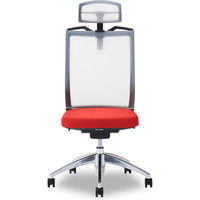 【軒先渡し】関家具 オフィスチェア A01-S-ヘッドWH/ハンガー有/背WH/肘無/座RD レッド 238475 1脚（直送品）
