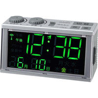 ノア精密 交流式デジタル時計：らくらく電波時計 置き時計 [電波 アラーム カレンダー] 84×152×60mm T-696 SM 1個（直送品）