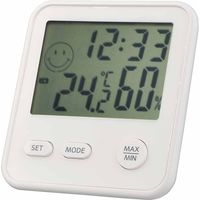 エンペックス気象計 デジタルミニ温湿度計・時計　白 TD-8321 1個