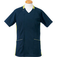 ヤギコーポレーション 半袖スクラブジャケット メンズ ネイビー×グリーン 3L R8997（取寄品）
