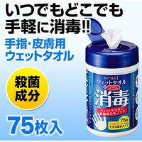 サンワダイレクト 消毒ウェットタオル（ウェットティッシュ・殺菌効果・無香料・厚手タイプ・75枚・140×200mm） 200-CD012 1個（直送品）