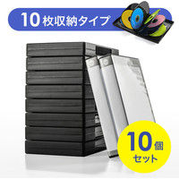 サンワダイレクト DVDトールケース（10枚収納・ブラック・ダブルサイズ・10枚セット） 200-FCD057BK 1個（直送品）