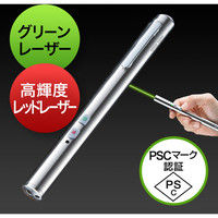 サンワサプライ レーザーポインター 200-LPP030 赤色・緑色レーザー ペン型 単4乾電池×2 連続使用4時間（直送品）
