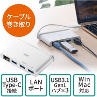 サンワダイレクト LAN変換付きUSB Type-Cハブ 400-HUB062 1個（直送品）