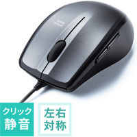 サンワダイレクト 有線マウス（静音・サイレント・左右対称・1200カウント・戻る・進む・ミドルサイズ・ガンメタリック） 400-MA107GM 1個（直送品）