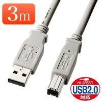 USBケーブル　USB-A（オス）USB-B（オス）　3m　USB2.0　500-USB003　サンワサプライ　1個（直送品）