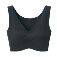 無印良品 どこにも縫い目がない綿混ハーフトップブラ 婦人 M 黒 良品計画