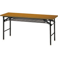 【組立設置付】プラス 会議テーブル エッジ共張り （棚付、幕板なし） 幅1500×奥行450×高さ700mm ファインチーク YT-515B 1台（直送品）