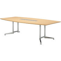 プラス 会議テーブル スタンダードテーブル ラウンド天板 配線孔付 幅2400mm