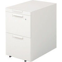 【組立設置付】プラス SFサイドキャビネット 3段 A4引出しシリンダー錠タイプ 幅394×奥行485×高さ635mm ホワイト/ホワイト 1台（直送品）