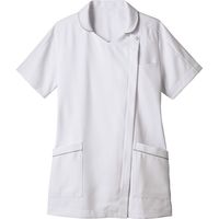 住商モンブラン ナースジャケット 半袖 白×グレー LL 73-2110（直送品）