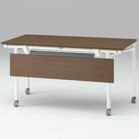 【組立設置込】イトーキ 折りたたみテーブル 角型・幕板付（キャスター脚）ファインウォールナットD×ホワイト 幅1400×奥行700×高さ720mm（直送品）