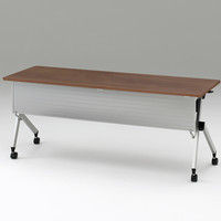 【組立設置込】イトーキ 折りたたみテーブル天板抗菌 幕板付（棚付）ファインウォールナットD 幅1800×奥行600×高さ720mm（直送品）