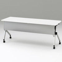 【組立設置込】イトーキ 折りたたみテーブル 天板抗菌 幕板付（棚付）ホワイト 幅1800×奥行600×高さ720mm 1台（直送品）