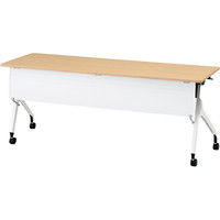 【組立設置込】イトーキ 会議テーブル 天板抗菌 樹脂幕板付 棚付 ホワイト×ファインウォールナットL×ホワイト 幅1800×奥行600×高さ720mm（直送品）