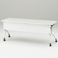 【組立設置込】イトーキ 会議テーブル 天板抗菌 樹脂幕板付（棚付） ホワイト×ホワイト×ホワイト 幅1800×奥行600×高さ720mm 1台（直送品）