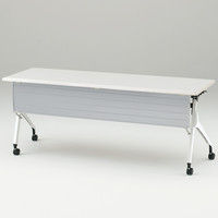 【組立設置込】イトーキ 会議テーブル 天板抗菌 樹脂幕板付（棚付） ホワイト×ホワイト×ホワイトグレー 幅1800×奥行600×高さ720mm 1台（直送品）