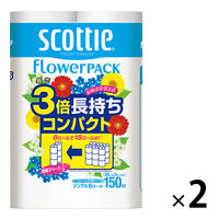 トイレットペーパー 再生紙配合 シングル 150m くつろぐ花の香り スコッティフラワーパック 3倍長持ち6ロール  1セット（6ロール入×2パック