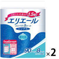 トイレットペーパー 8ロール入 パルプシングル 90m リラックス感のある香り エリエールトイレットティシューコンパクト  1セット（16ロール入り）
