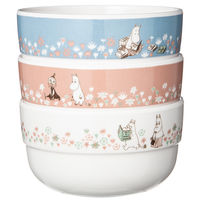 【アウトレット】メラミンスナックボウル３個セット　　ムーミン　お花畑 　1箱 スケーター