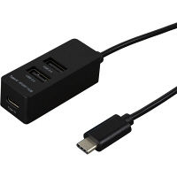 ナカバヤシ Type-C/USB2.0/3ポートハブ/30cm/ブラック UH-C2453BK 1個（直送品）