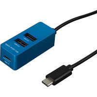 ナカバヤシ Type-C/USB2.0/3ポートハブ/30cm/ブルー UH-C2453BL 1個（直送品）