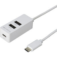 ナカバヤシ Type-C/USB2.0/3ポートハブ/30cm/ホワイト UH-C2453W 1個（直送品）