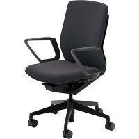 【組立設置込】内田洋行クレネ（KRENE）/KRA-335BC PU クロス ハイシェル リング肘 ブラック/ダークグレイ 5-353-3811 1脚（直送品）