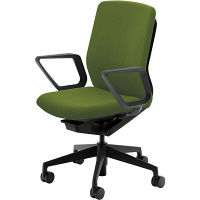 【組立設置込】内田洋行クレネ（KRENE）/KRA-335BC PU クロス ハイシェル リング肘ブラック/グラスグリーン 5-353-3817 1脚（直送品）